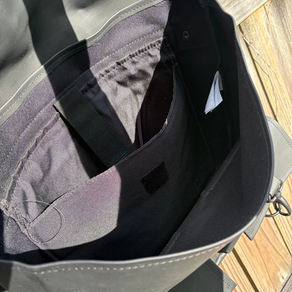 Black leather backpack with adjustable - image 3